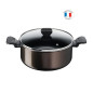 TEFAL B5544602 Easy Cook&Clean Faitout 24cm (4,7L) + couv, Antiadhésif, Thermo-Signal™, Tous feux sauf induction, Fabriqué e