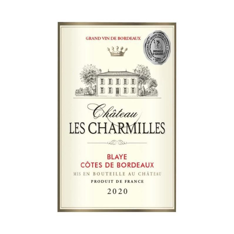 Château Les Charmilles 2020 Blaye Côtes de Bordeaux - Vin rouge de Bordeaux
