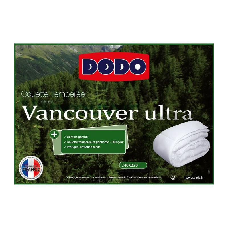 Couette chaude Vancouver Ultra - 220 x 240 cm - 300gr/m² - Blanc - DODO