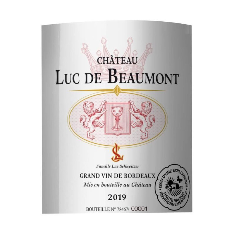 Château Luc de Beaumont 2019 Blaye Côtes de Bordeaux - Vin rouge de Bordeaux