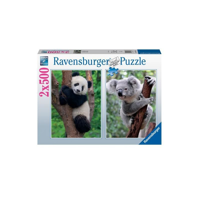 Puzzle 2x500 pieces - Panda et koala - Puzzle adultes Ravensburger - Des 10 ans - 17288