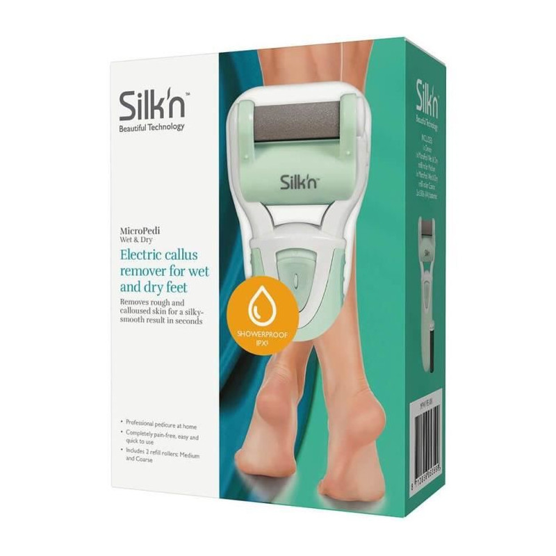 SILK'N - MicroPedi Wet & Dry - Râpe électrique anti-callosités - 2 rouleaux inclus