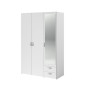 Armoire VARIA - Décor blanc - 3 portes battantes + miroir + 2 tiroirs - L 120 x H 185 x P 51 cm - PARISOT