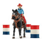 SCHLEICH - Cowgirl et Tonneaux de Racing - 42576 - Gamme Farm World