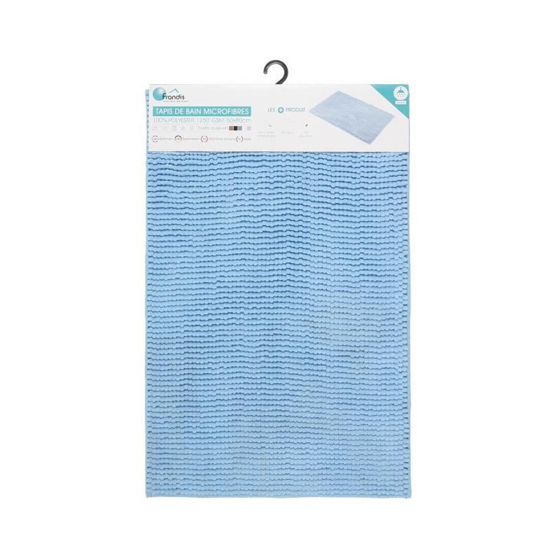 Tapis de bain - Microfibre - Bleu - 50 x 80 cm