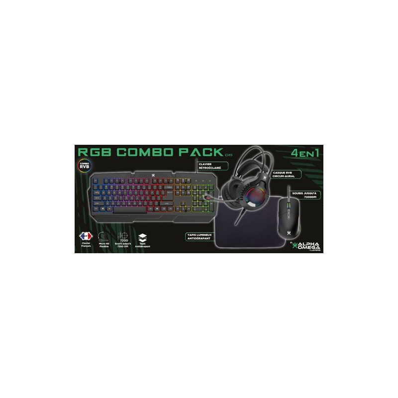 Combo Pack 4 en 1 Alpha Omega Players RGB Noir