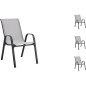 Lot de 4 fauteuils - Acier et textile - Hauteur du siege : 41 cm - Gris