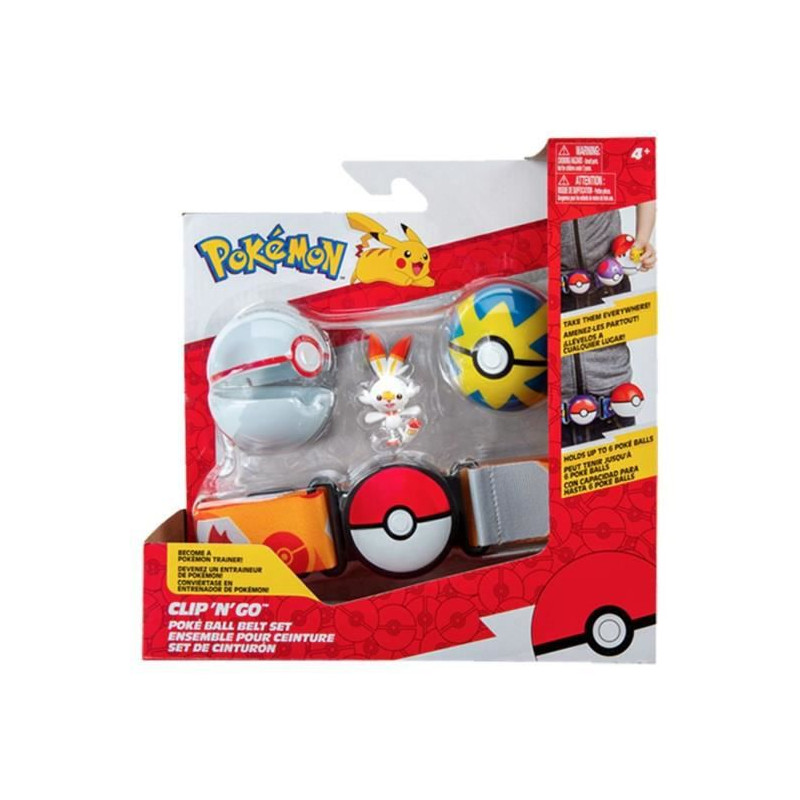 Ceinture Clip 'N' Go BANDAI - Pokémon - 1 ceinture, 1 Quick Ball, 1 Premier Ball et 1 figurine 5 cm Flambino