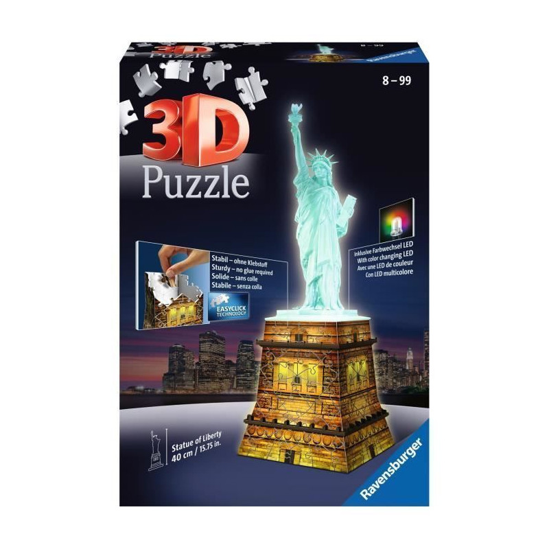 RAVENSBURGER Puzzle 3D Statue de la Liberte Night Edition 108 pcs