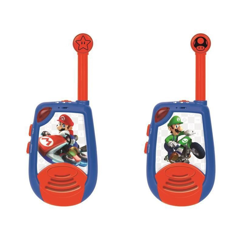 MARIO KART Talkie-walkies digitaux enfant portee 2 km de portee et fonction morse LEXIBOOK