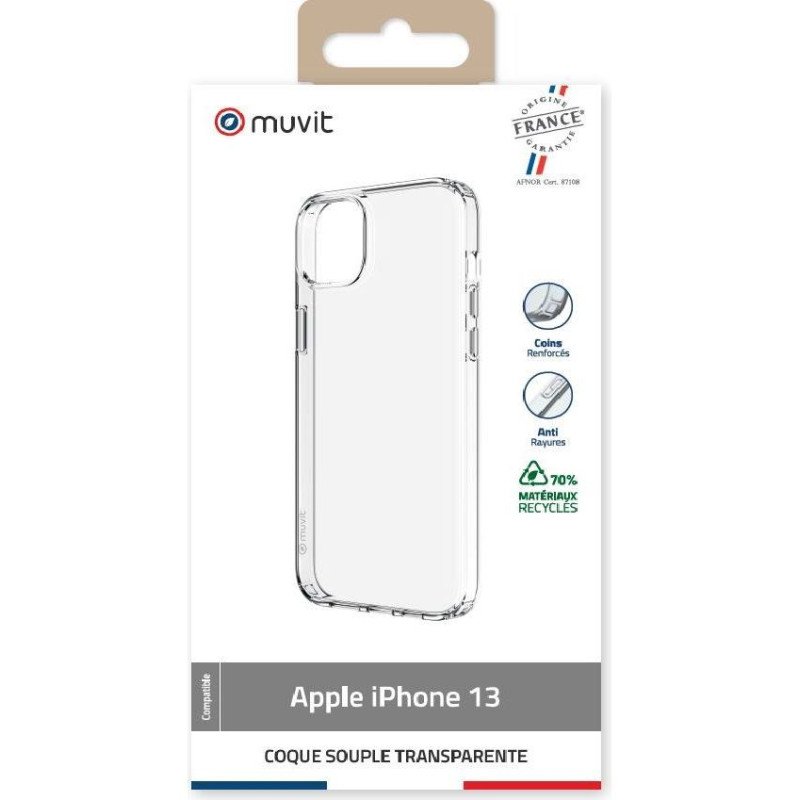 Coque recyclée Muvit For France pour iPhone 13 Transparent
