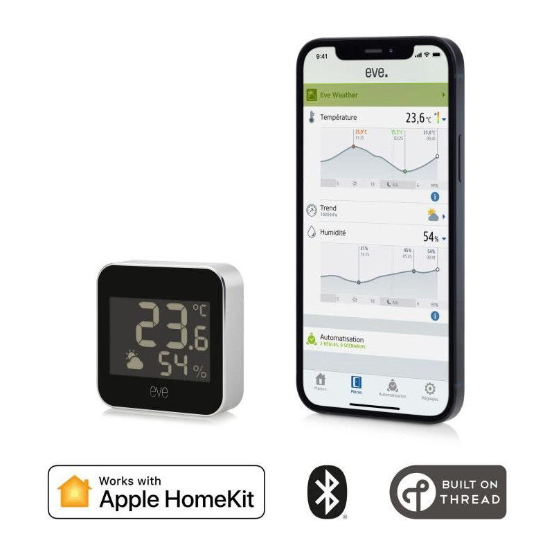 Station météo connectée EVE WEATHER - Technologie Apple HomeKit Bluetooth Thread