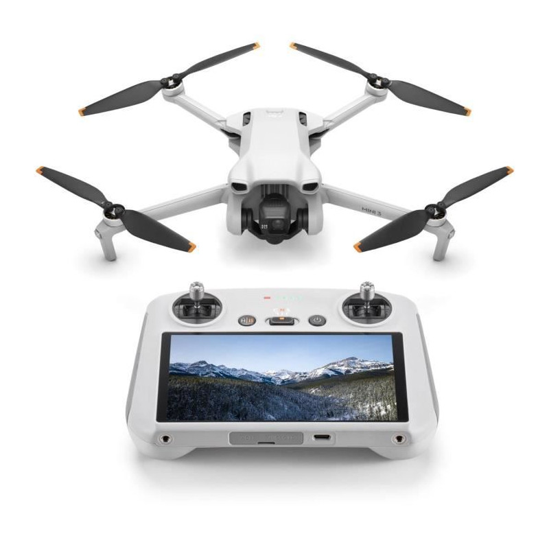 Mini drone caméra DJI Mini 3 (DJI RC) - léger et pliable avec vidéo 4K HDR, temps de vol de 38 minutes, Prise verticale r