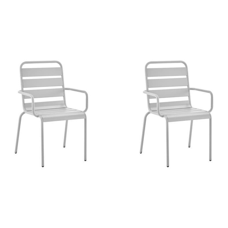Lot de 2 fauteuils de jardin - Acier - Gris
