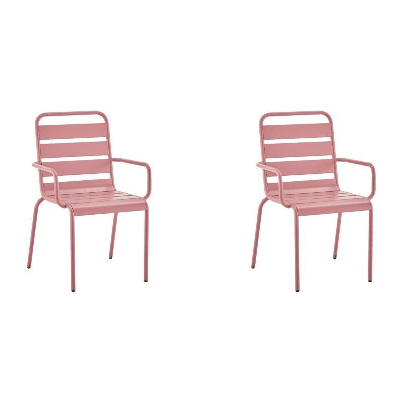 Lot de 2 fauteuils de jardin - Acier - Rose