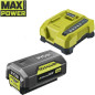 Souffleur RYOBI 36V Max Power - 1 batterie LithiumPlus 36V 4.0Ah - 1 chargeur rapide 6.0Ah - RY36BLA-140