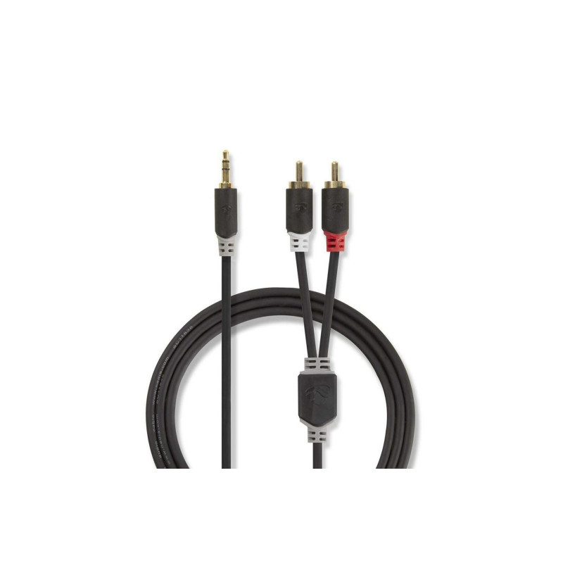 Câble audio stéréo | 3.5 mm Mâle | 2x RCA Male | Plaqué or | 10.00 m | NEDIS - CABW22200AT100