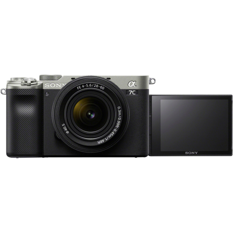 Appareil photo hybride Sony Alpha 7C silver + Objectif FE 28 60mm f 4 5.6 Noir
