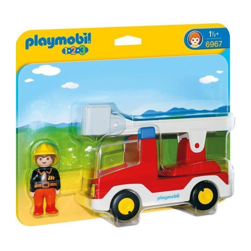 PLAYMOBIL 1.2.3. - 6967 - Camion de Pompier avec Echelle Pivotante