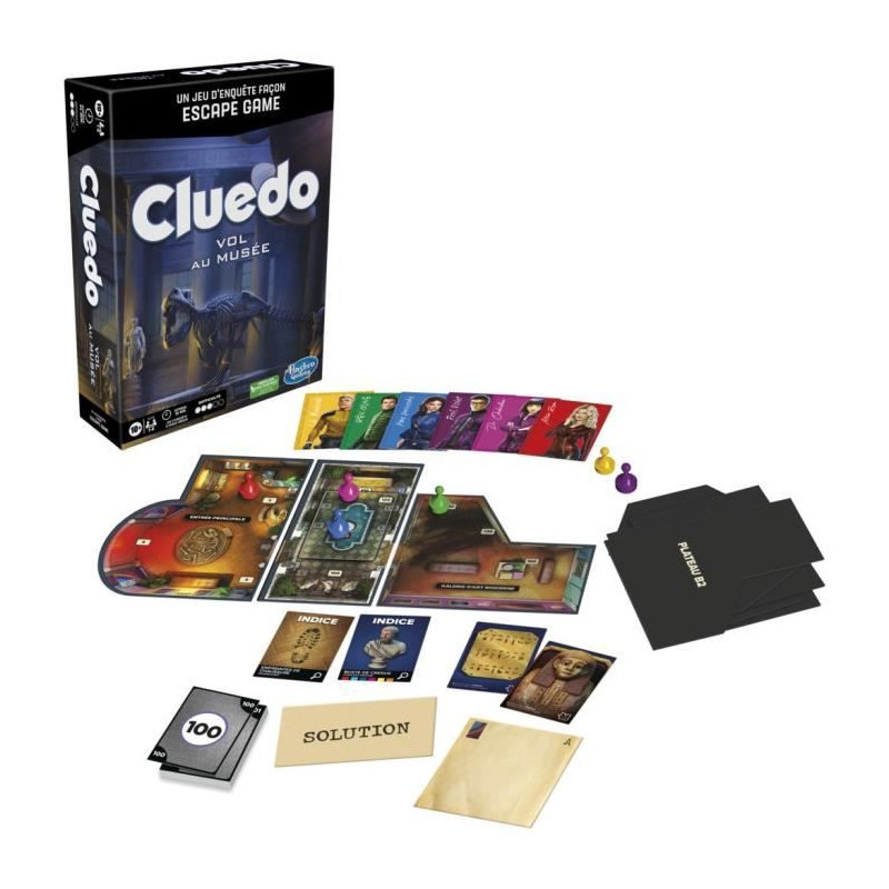 Cluedo Vol au musée - jeu d'enquete façon Escape Game - jeu de plateau coopératif familial - a partir de 10 ans - 1 a 6 joue