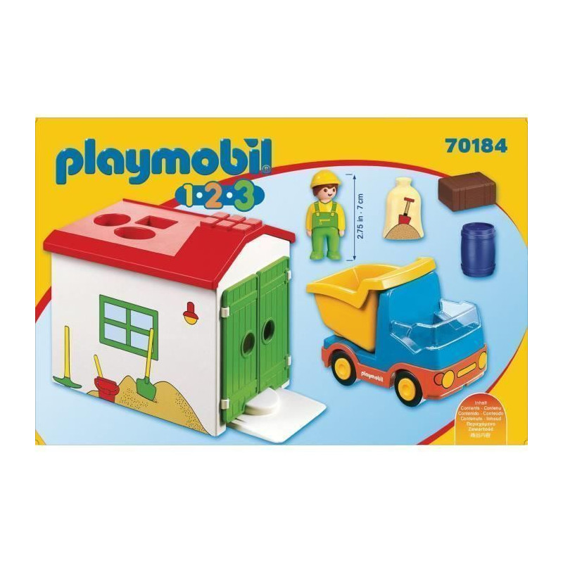 PLAYMOBIL 1 2 3 - 70184 - Ouvrier avec camion et garage