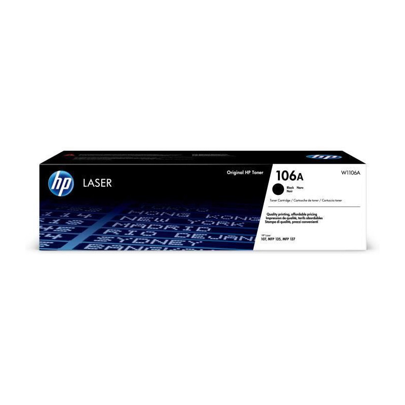 HP 106A W1106A, Cartouche de toner noir authentique pour imprimantes HP Laser 107 et multifonctions HP laser 135/137