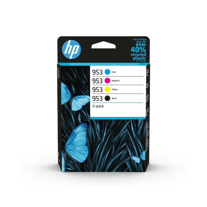 HP 953 pack de 4 cartouches dencre authentiques, noir/cyan/magenta/jaune 6ZC69AE pour HP OfficeJet Pro 7700 / 8200 / 8700