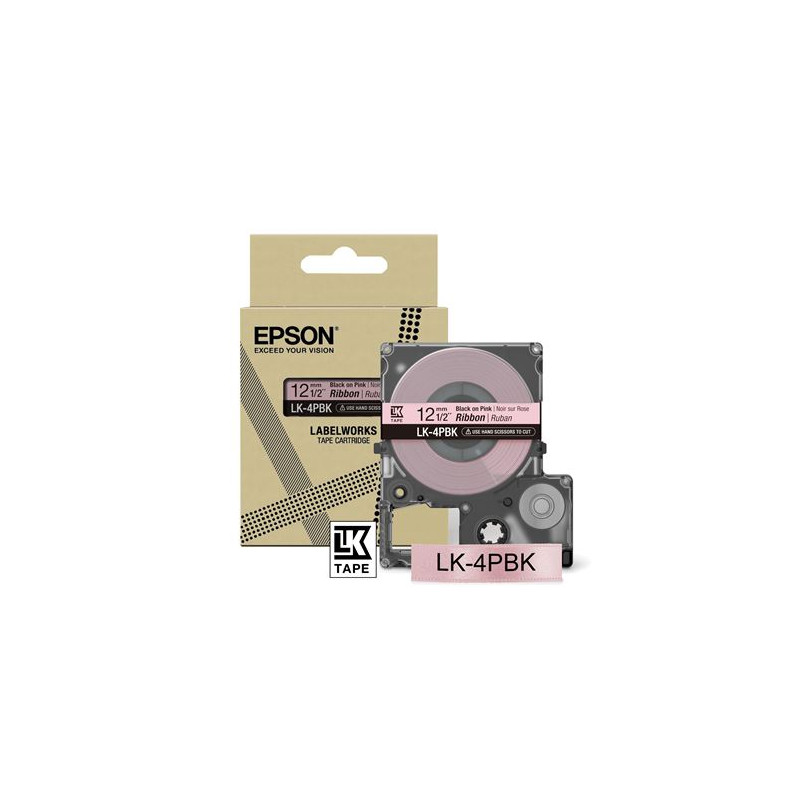 Cartouche d encre Epson LK 4PBK pour LabelWorks LW C410 et LW C610 Noir sur Rose