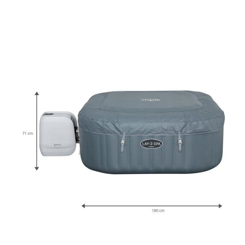 BESTWAY Spa gonflable carre Hawaii Hydrojet Pro - 4 a 6 places - 180 x 180 x 71 cm