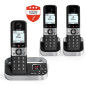 Pack téléphone sans fil Alcatel F890 Voice Trio avec répondeur et fonction Blocage d appels Noir et Argent