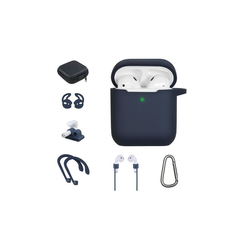 Kit accessoires On Earz Mobile Gear 7 en 1 pour Apple AirPods 1 et 2 Bleu