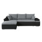 Canapé d'angle réversible convertible 3 places+Coffre - Simili noir et tissu gris - L 274 x P 184 cm - CELINA - Fabriqué en U