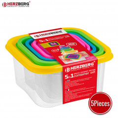 Herzberg Cooking Herzberg HG-SFS5N1: Ensemble de contenants carrés pour aliments 5 en 1