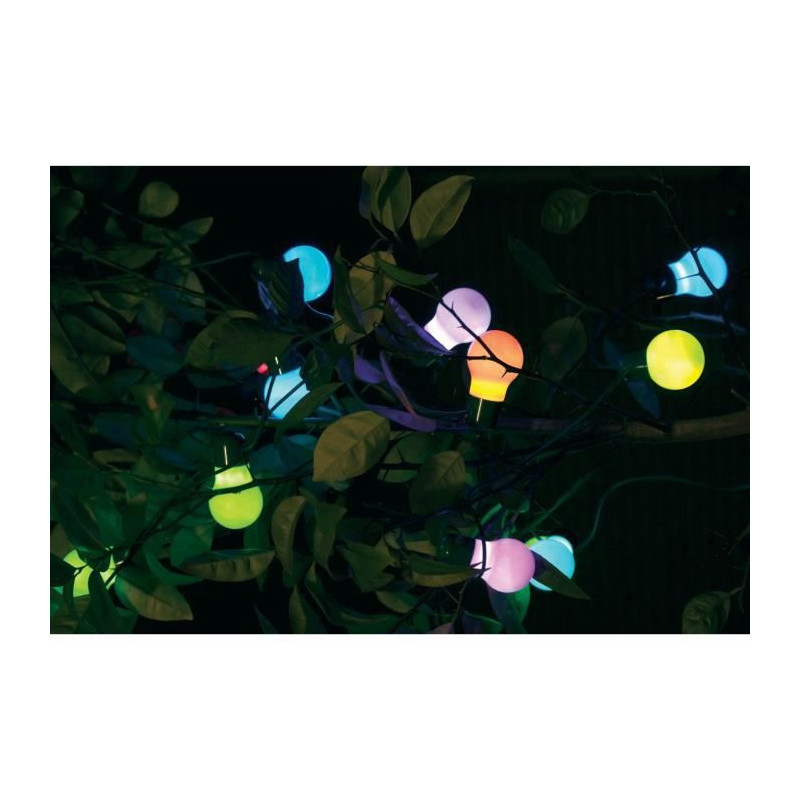 Guirlande solaire festive 20 ampoules led couleur changeante