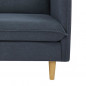 Canape 2 places - Tissu bleu fonce avec pietement en bois naturel - L 175 x P 82 x 84 cm - MARLON