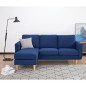 Canape dangle reversible - Tissu Bleu avec pietement en bois naturel - L 197 x P 137 x 83 cm - NOLAN