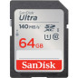 Carte mémoire SDHC et SDXC SanDisk Ultra UHS I Class 10 64 Go