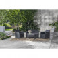 ALLIBERT by KETER - Salon de jardin SanRemo 4 places et table basse - imitation rotin tresse - gris graphite