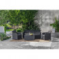 ALLIBERT by KETER - Salon de jardin SanRemo Storage 5 places - table basse coffre range-coussins - imitation rotin tresse - grap