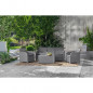 ALLIBERT by KETER - Salon de jardin SanRemo Storage 5 places - table basse coffre range-coussins - imitation rotin tresse - gris
