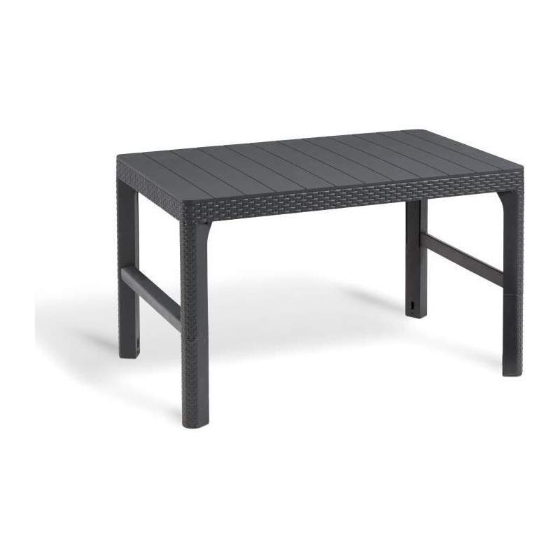 ALLIBERT by KETER - Salon de jardin SanRemo Lyon 6 places - table basse 2 positions - imitation rotin tresse - gris graphite