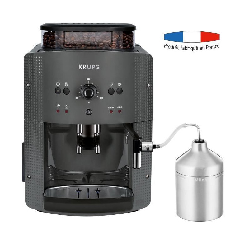 KRUPS YY4451FD Machine a cafe automatique avec broyeur a grains Essential avec mousseur a lait - Pression 15 bars - Grise