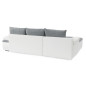 Canapé d'angle réversible convertible 3 places+Coffre - Simili blanc et tissu gris - CELINA - L 274 x P 184 cm - Fabriqué en