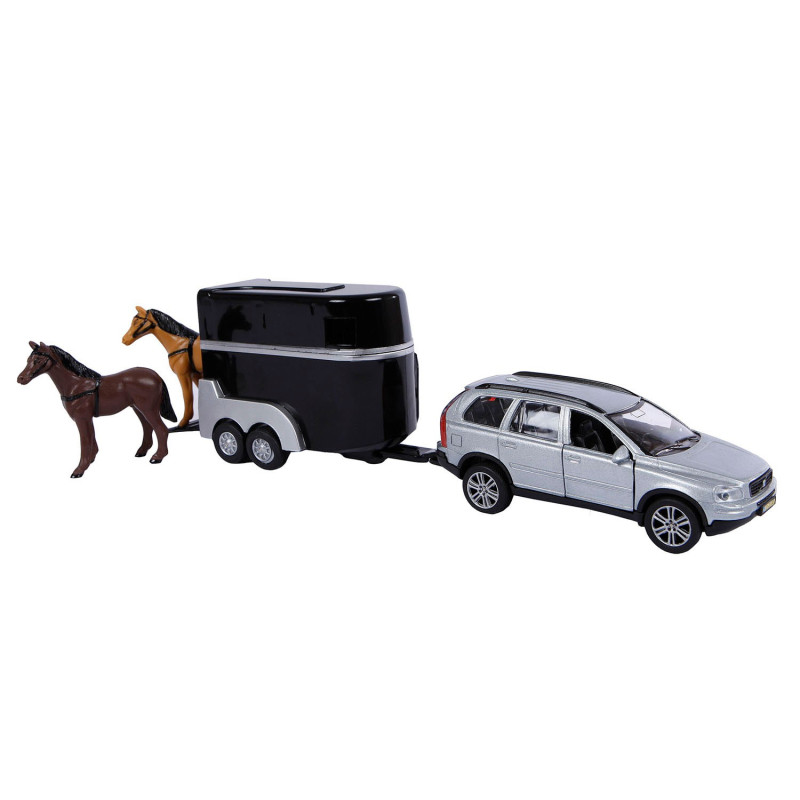 Kids Globe Die-cast Volvo XC90 with Horse trailer, 27 cm