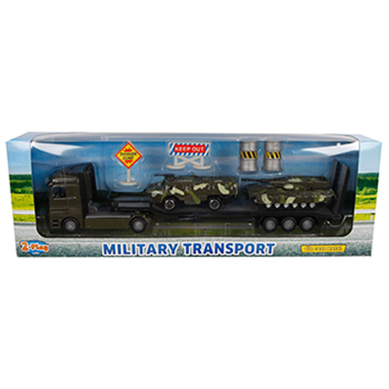 2-PLAY TRAFFIC 2-Play Die-cast Truck Transporter with Tanks, 24cm