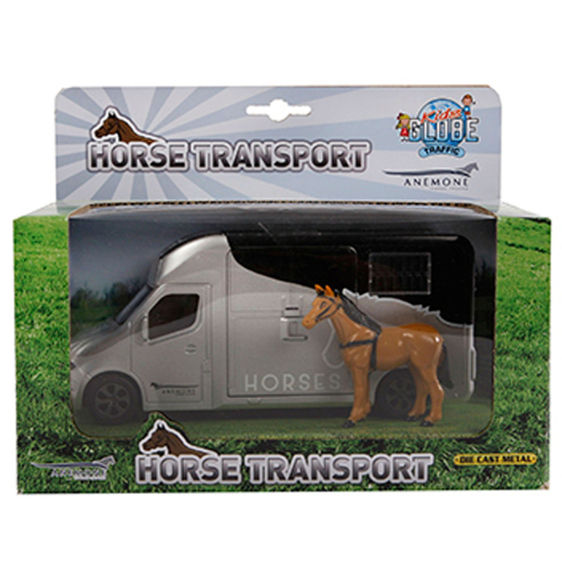 Kids Globe Die-cast Horse truck with Light and Sound Gray