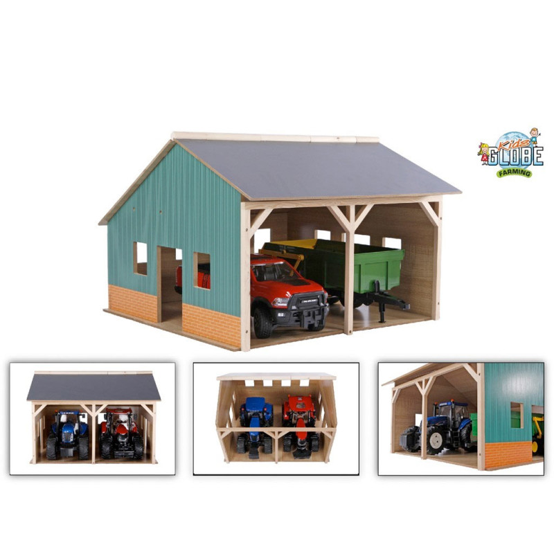 Kids Globe Shed For 2 Tractors, 1:16