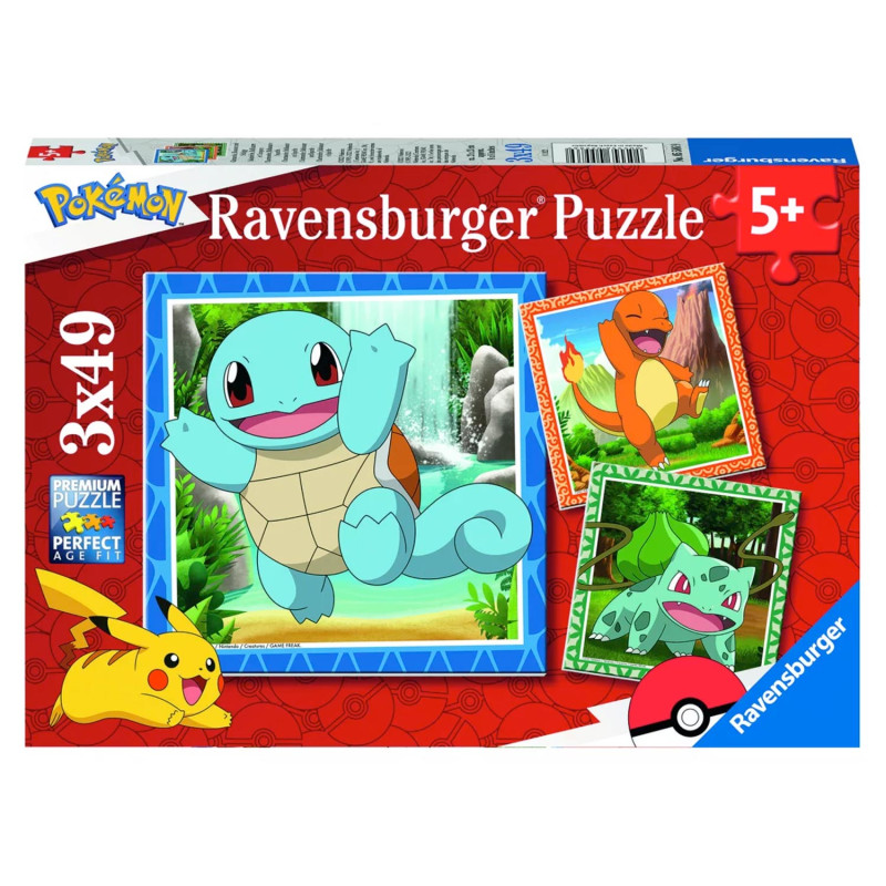 Ravensburger - Pokémon : Salamèche, Bulbizarre et Carapuce 3x49 pièces 55869