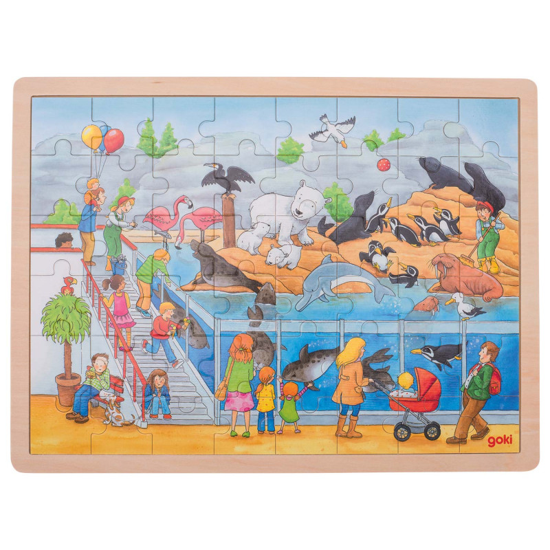 GOKI Wooden Puzzle - Zoo, 48pcs.