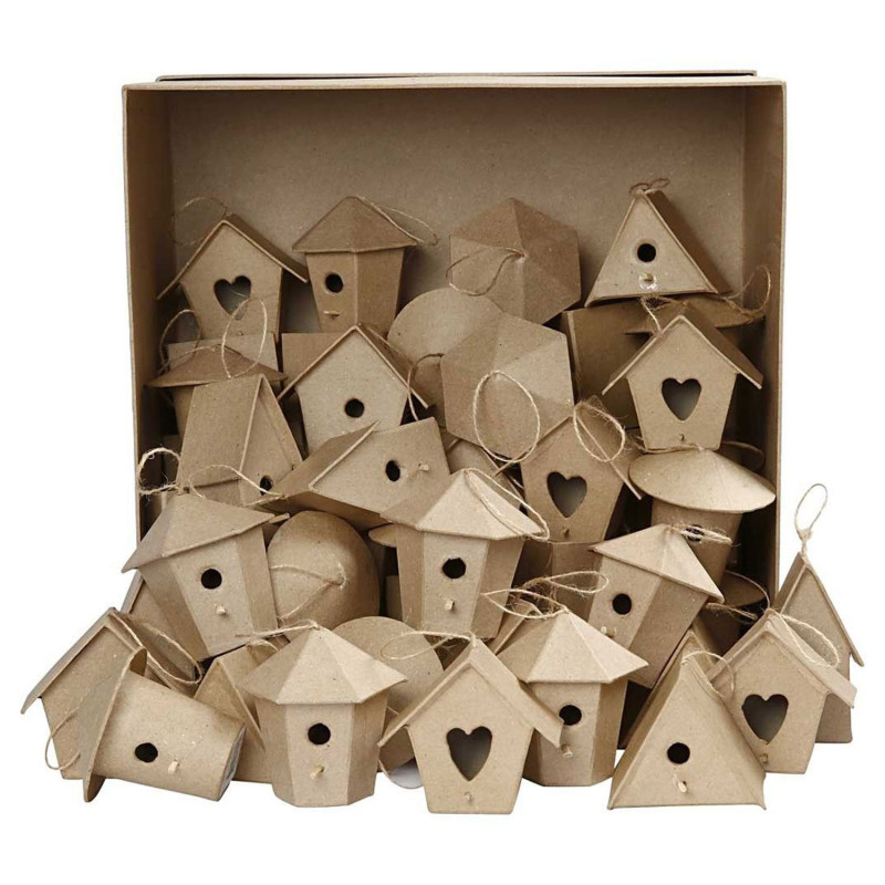 CREATIV COMPANY Birdhouses Papier mache, 60st.